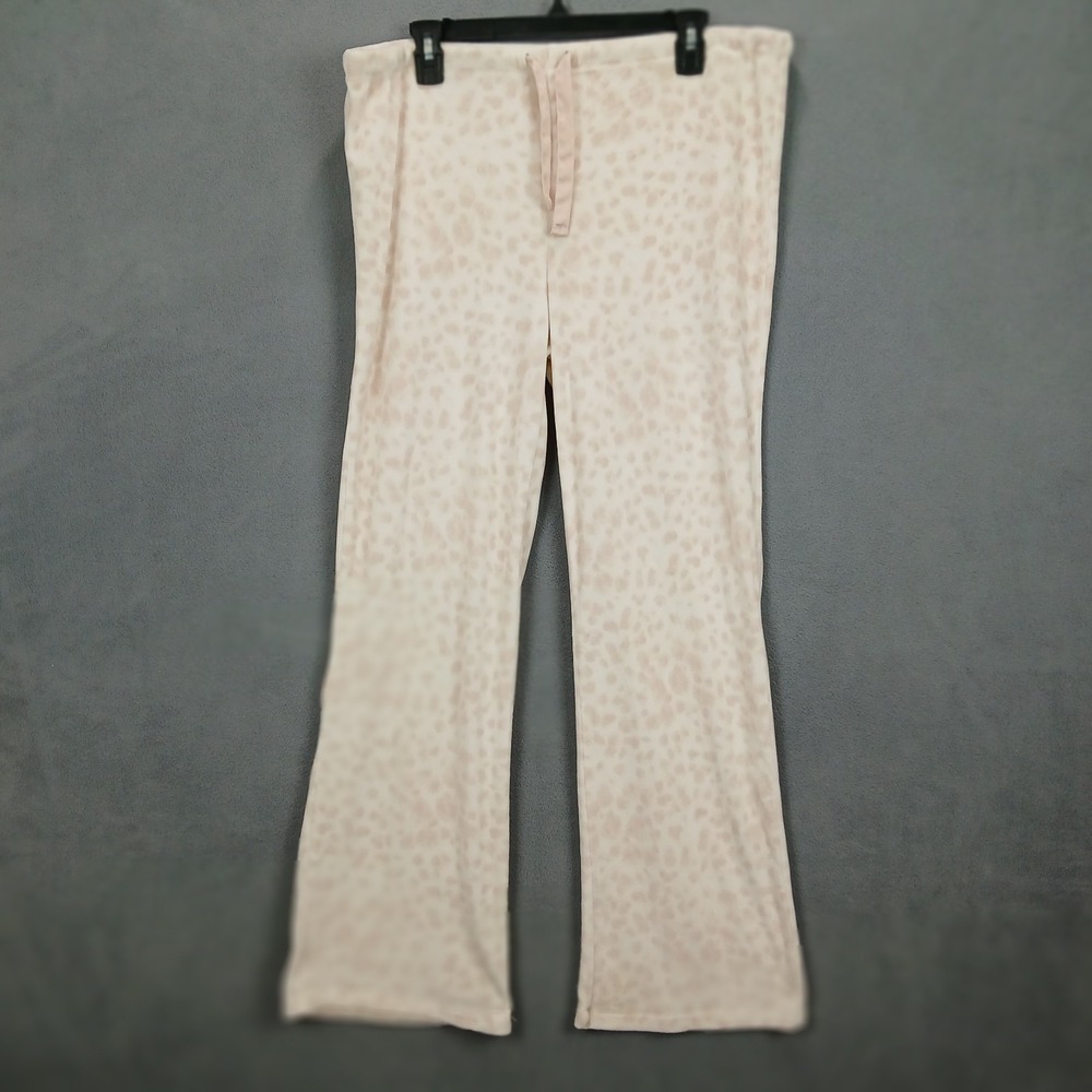 Stars Above Pajama Pants Women Medium White Pink Leopard Print Fleece Sleepwear